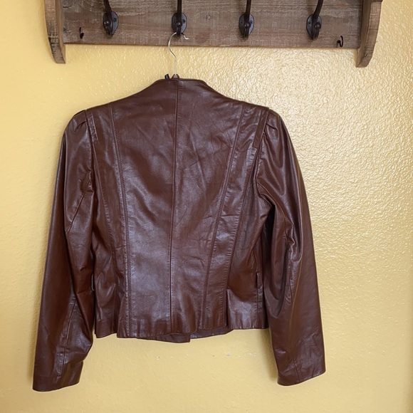 Leather Loft Jacket Beautiful Wine Size 7/8 - Picture 2 of 7